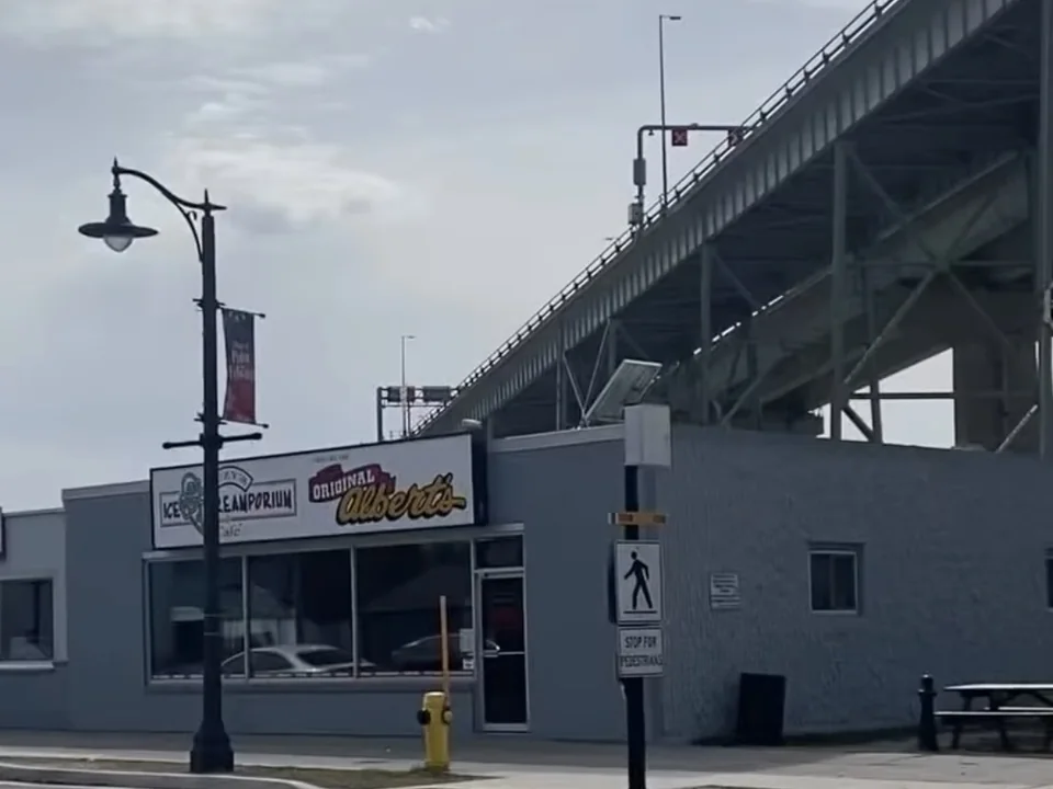 Original Albert’s and Suzy’s Ice Creamporium beneath the Blue Water Bridge in Point Edward