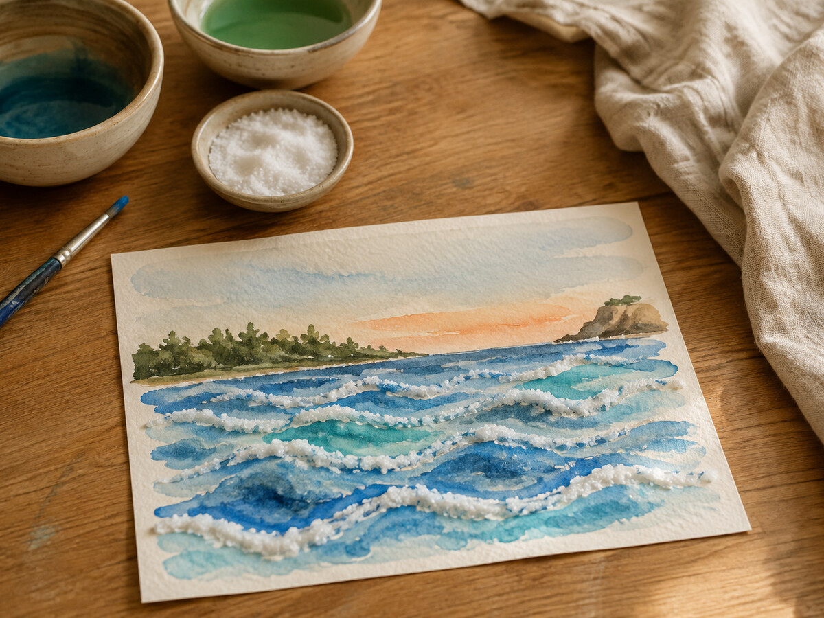 Lake Huron salt painting