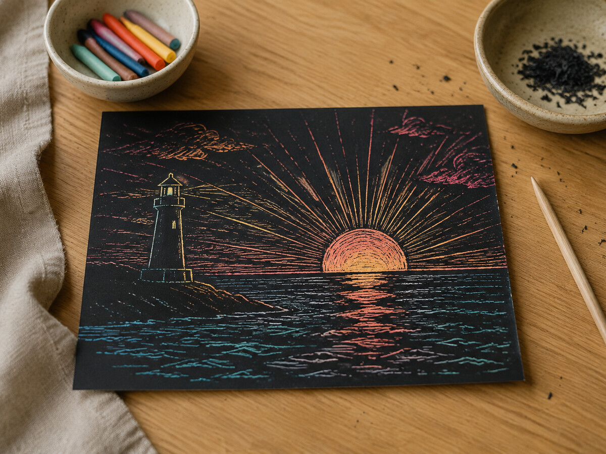 Grand Bend sunset scratch art