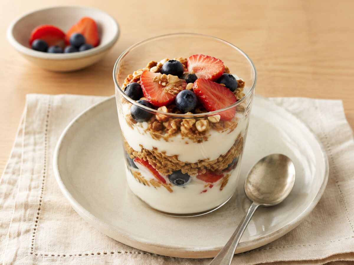 Yogurt parfait with fruit and granola