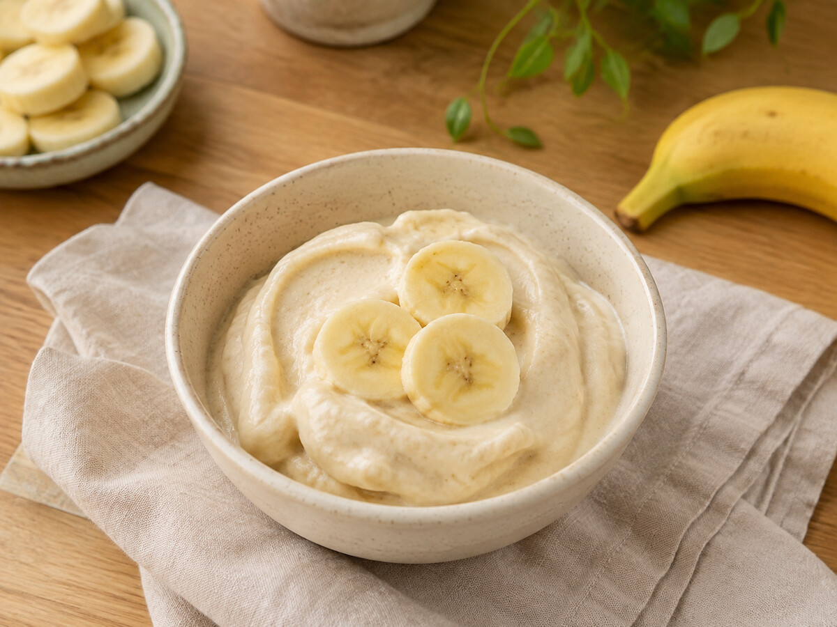 Banana ice cream in a bowl